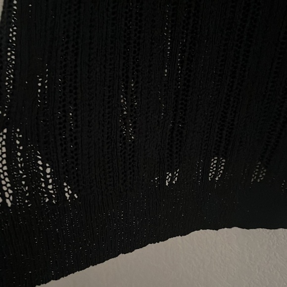 Michael Stars Black Knit Summer Sweater. LS. Lace up collar. SzM EUC. Lagenlook - Picture 6 of 8